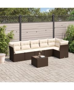 vidaXL 7-cz. zestaw wypoczynkowy do ogrodu, z poduszkami, brązowy Dārza mēbeļu komplekti