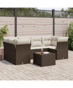 vidaXL 7-cz. zestaw wypoczynkowy do ogrodu, z poduszkami, brązowy Dārza mēbeļu komplekti