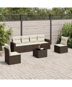 vidaXL 7-cz. zestaw wypoczynkowy do ogrodu, z poduszkami, brązowy Dārza mēbeļu komplekti