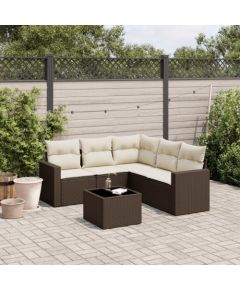 vidaXL 6-cz. zestaw wypoczynkowy do ogrodu, z poduszkami, brązowy Dārza mēbeļu komplekti