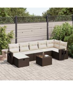 vidaXL 8-cz. zestaw wypoczynkowy do ogrodu, z poduszkami, brązowy Dārza mēbeļu komplekti