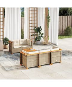 vidaXL 6-cz. zestaw mebli ogrodowych z poduszkami, beżowy, polirattan Dārza mēbeļu komplekti