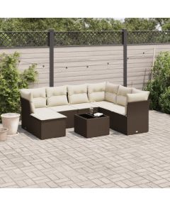 vidaXL 8-cz. zestaw wypoczynkowy do ogrodu, z poduszkami, brązowy Dārza mēbeļu komplekti