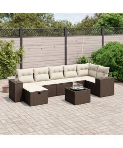 vidaXL 8-cz. zestaw wypoczynkowy do ogrodu, z poduszkami, brązowy Dārza mēbeļu komplekti