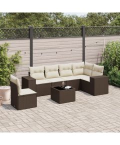 vidaXL 7-cz. zestaw wypoczynkowy do ogrodu, z poduszkami, brązowy Dārza mēbeļu komplekti