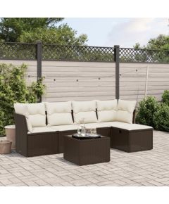 vidaXL 6-cz. zestaw wypoczynkowy do ogrodu, z poduszkami, brązowy Dārza mēbeļu komplekti