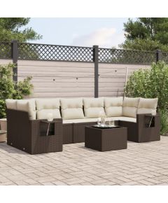 vidaXL 8-cz. zestaw wypoczynkowy do ogrodu, z poduszkami, brązowy Dārza mēbeļu komplekti