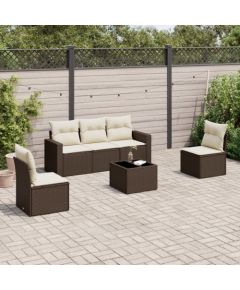 vidaXL 6-cz. zestaw wypoczynkowy do ogrodu, z poduszkami, brązowy Dārza mēbeļu komplekti