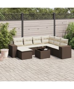 vidaXL 8-cz. zestaw wypoczynkowy do ogrodu, z poduszkami, brązowy Dārza mēbeļu komplekti