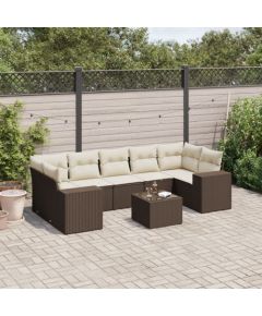 vidaXL 8-cz. zestaw wypoczynkowy do ogrodu, z poduszkami, brązowy Dārza mēbeļu komplekti