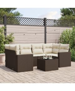 vidaXL 7-cz. zestaw wypoczynkowy do ogrodu, z poduszkami, brązowy Dārza mēbeļu komplekti