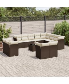 vidaXL 13-cz. zestaw mebli ogrodowych z poduszkami, brązowy polirattan Dārza mēbeļu komplekti