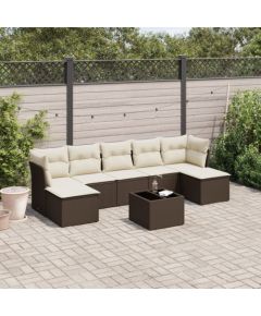 vidaXL 8-cz. zestaw wypoczynkowy do ogrodu, z poduszkami, brązowy Dārza mēbeļu komplekti