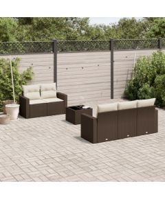 vidaXL 6-cz. zestaw wypoczynkowy do ogrodu, z poduszkami, brązowy Dārza mēbeļu komplekti