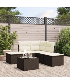 vidaXL 6-cz. zestaw wypoczynkowy do ogrodu, z poduszkami, brązowy Dārza mēbeļu komplekti