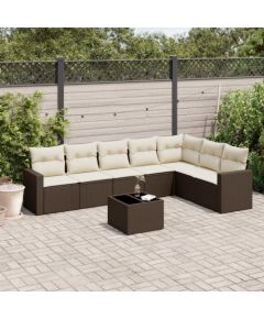 vidaXL 8-cz. zestaw wypoczynkowy do ogrodu, z poduszkami, brązowy Dārza mēbeļu komplekti