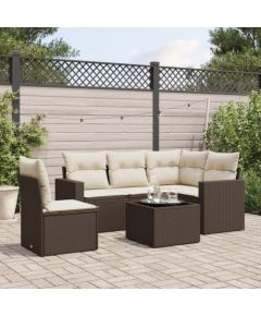 vidaXL 6-cz. zestaw wypoczynkowy do ogrodu, z poduszkami, brązowy Dārza mēbeļu komplekti