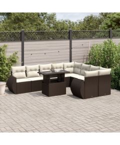 vidaXL vidaXL 10-cz. zestaw mebli ogrodowych z poduszkami, brązowy polirattan Dārza mēbeļu komplekti