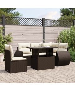 vidaXL vidaXL 6-cz. zestaw wypoczynkowy do ogrodu, z poduszkami, brązowy Dārza mēbeļu komplekti