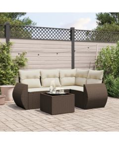 vidaXL vidaXL 5-cz. zestaw mebli ogrodowych z poduszkami, brązowy, polirattan Dārza mēbeļu komplekti