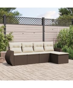 vidaXL vidaXL 5-cz. zestaw mebli ogrodowych z poduszkami, brązowy, polirattan Dārza mēbeļu komplekti