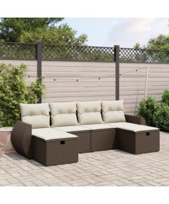 vidaXL vidaXL 6-cz. zestaw wypoczynkowy do ogrodu, z poduszkami, brązowy Dārza mēbeļu komplekti