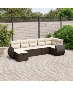 vidaXL vidaXL 7-cz. zestaw wypoczynkowy do ogrodu, z poduszkami, brązowy Dārza mēbeļu komplekti