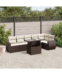 vidaXL vidaXL 7-cz. zestaw wypoczynkowy do ogrodu, z poduszkami, brązowy Dārza mēbeļu komplekti