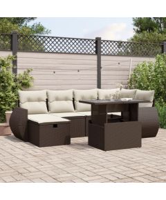 vidaXL vidaXL 7-cz. zestaw wypoczynkowy do ogrodu, z poduszkami, brązowy Dārza mēbeļu komplekti