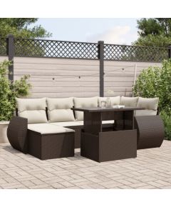 vidaXL vidaXL 7-cz. zestaw wypoczynkowy do ogrodu, z poduszkami, brązowy Dārza mēbeļu komplekti