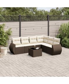 vidaXL vidaXL 7-cz. zestaw wypoczynkowy do ogrodu, z poduszkami, brązowy Dārza mēbeļu komplekti