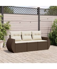 vidaXL vidaXL 3-cz. zestaw wypoczynkowy do ogrodu, poduszki, brąz, polirattan Dārza mēbeļu komplekti