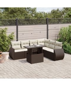 vidaXL vidaXL 7-cz. zestaw wypoczynkowy do ogrodu, z poduszkami, brązowy Dārza mēbeļu komplekti