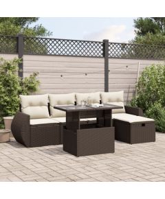 vidaXL vidaXL 6-cz. zestaw wypoczynkowy do ogrodu, z poduszkami, brązowy Dārza mēbeļu komplekti