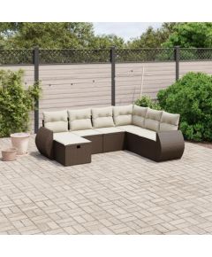 vidaXL vidaXL 7-cz. zestaw wypoczynkowy do ogrodu, z poduszkami, brązowy Dārza mēbeļu komplekti