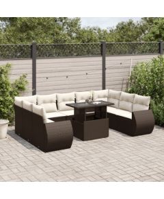 vidaXL vidaXL 10-cz. zestaw mebli ogrodowych z poduszkami, brązowy polirattan Dārza mēbeļu komplekti