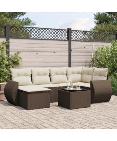 vidaXL vidaXL 7-cz. zestaw wypoczynkowy do ogrodu, z poduszkami, brązowy Dārza mēbeļu komplekti