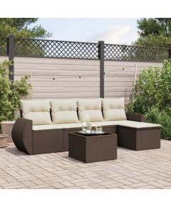 vidaXL vidaXL 6-cz. zestaw wypoczynkowy do ogrodu, z poduszkami, brązowy Dārza mēbeļu komplekti