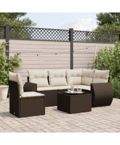 vidaXL vidaXL 6-cz. zestaw wypoczynkowy do ogrodu, z poduszkami, brązowy Dārza mēbeļu komplekti