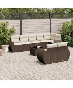 vidaXL vidaXL 9-cz. zestaw mebli ogrodowych z poduszkami, brązowy, polirattan Dārza mēbeļu komplekti