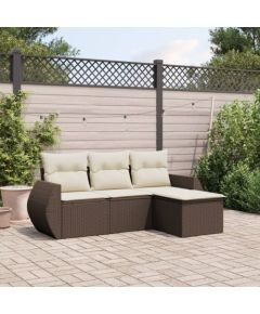 vidaXL vidaXL 4-cz zestaw wypoczynkowy do ogrodu, poduszki, brązowy rattan PE Dārza mēbeļu komplekti