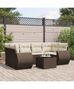 vidaXL vidaXL 7-cz. zestaw wypoczynkowy do ogrodu, z poduszkami, brązowy Dārza mēbeļu komplekti