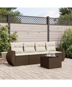 vidaXL vidaXL 5-cz. zestaw mebli ogrodowych z poduszkami, brązowy, polirattan Dārza mēbeļu komplekti