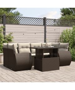 vidaXL vidaXL 7-cz. zestaw wypoczynkowy do ogrodu, z poduszkami, brązowy Dārza mēbeļu komplekti