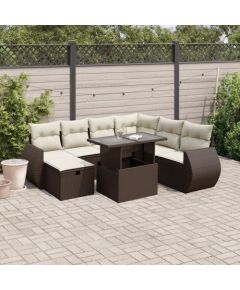 vidaXL vidaXL 8-cz. zestaw wypoczynkowy do ogrodu, z poduszkami, brązowy Dārza mēbeļu komplekti