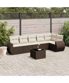 vidaXL vidaXL 7-cz. zestaw wypoczynkowy do ogrodu, z poduszkami, brązowy Dārza mēbeļu komplekti