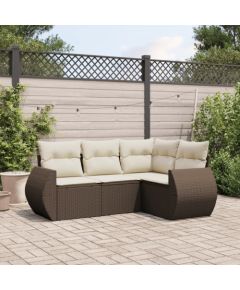 vidaXL vidaXL 4-cz zestaw wypoczynkowy do ogrodu, poduszki, brązowy rattan PE Dārza mēbeļu komplekti