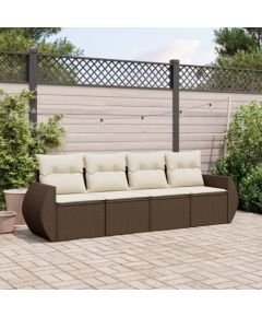 vidaXL vidaXL 4-cz zestaw wypoczynkowy do ogrodu, poduszki, brązowy rattan PE Dārza mēbeļu komplekti