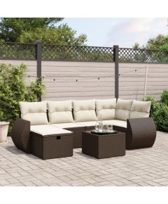 vidaXL vidaXL 7-cz. zestaw wypoczynkowy do ogrodu, z poduszkami, brązowy Dārza mēbeļu komplekti