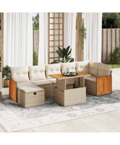 vidaXL 5-cz. zestaw mebli ogrodowych z poduszkami, beżowy, polirattan Dārza mēbeļu komplekti